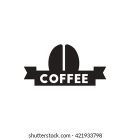 black vector icon on white background sign of coffee beans