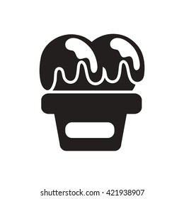 black vector icon on white background ice cream 