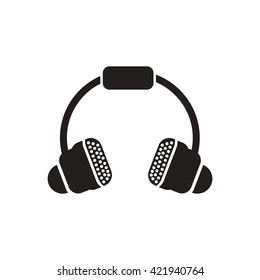 black vector icon on white background music headphones