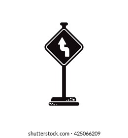 black vector icon on white background road sign