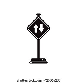 black vector icon on white background road sign