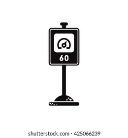 black vector icon on white background road sign