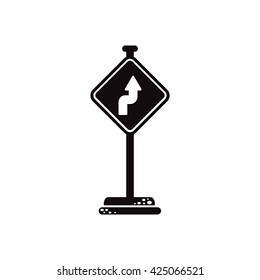 black vector icon on white background road sign