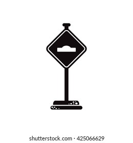 black vector icon on white background road sign