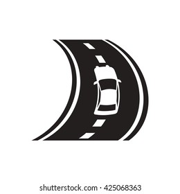 black vector icon on white background car cornering