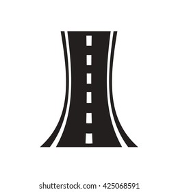 black vector icon on white background highway silhouette