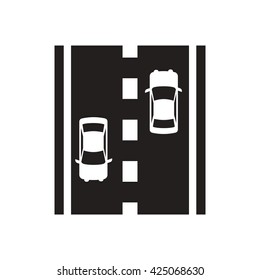 black vector icon on white background highway silhouette
