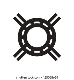 black vector icon on white background road junction
