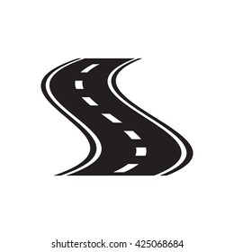 black vector icon on white background highway silhouette