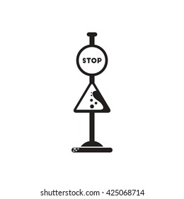 black vector icon on white background road sign