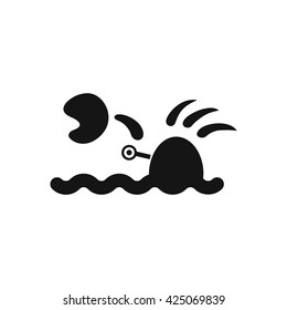 black vector icon on white background crab in the sea