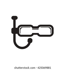 black vector icon on white background underwater mask