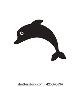 black vector icon on white background dolphin silhouette