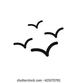 black vector icon on white background sea gulls