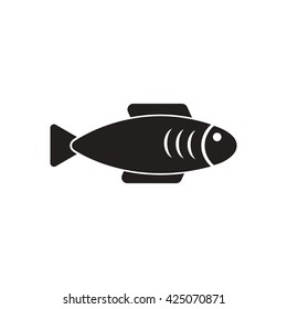 black vector icon on white background fish silhouette