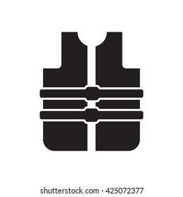 black vector icon on white background life vest