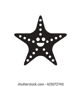 black vector icon on white background starfish silhouette