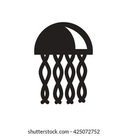 black vector icon on white background jellyfish silhouette