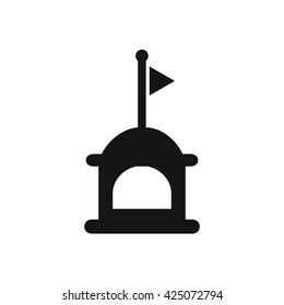 black vector icon on white background lifeboat and flag