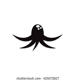 black vector icon on white background octopus silhouette