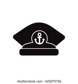 black vector icon on white background sea cap