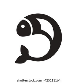 black vector icon on white background fish silhouette