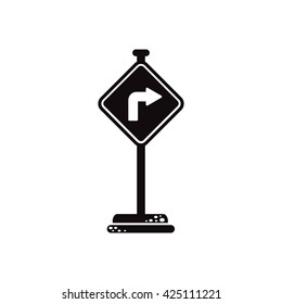black vector icon on white background road sign