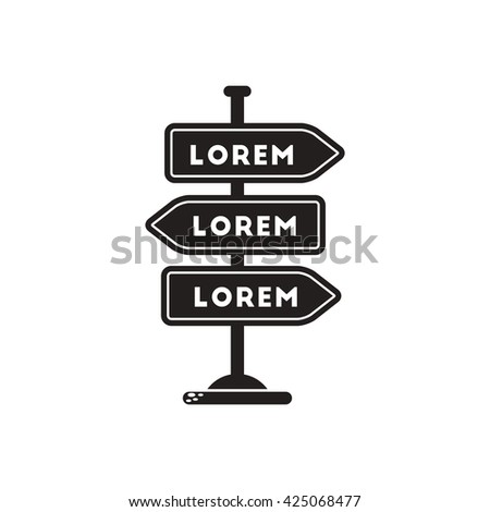 black vector icon on white background road sign