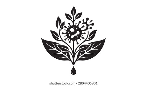 black vector icon for plant leaf firewater splash design