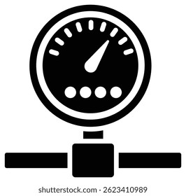 Icono de Vector negro del sensor de presión utilizado en los sistemas industriales modernos e inteligentes de la fábrica.