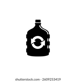 Black vector icon of a recyclable water bottle.