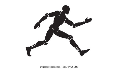 black vector icon of running athlete silhouette in action
