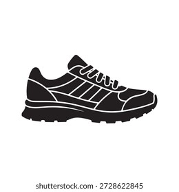 Icono de Vector negro de zapatilla de correr en vista lateral