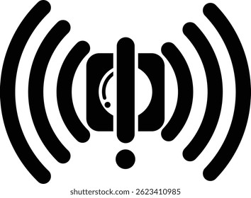 Black vector icon of safety sensor used in modern industrial and smart factory systems.
