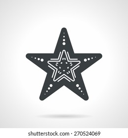 Black vector icon for sea creature starfish white decor elements on white background.