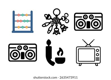 Vetor preto ícone conjunto de TV e símbolos de mídia para negócios e web design