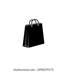 Black vector icon of a shopping bag, ideal for commercial use.