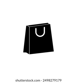 Black vector icon of a shopping bag, perfect for retail and commerce.