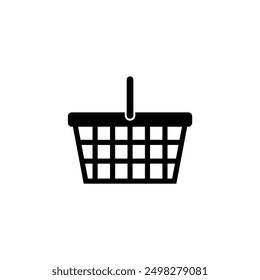 Icono de Vector negro de una cesta de la compra, perfecto para aplicaciones de venta al por menor y comercio electrónico.