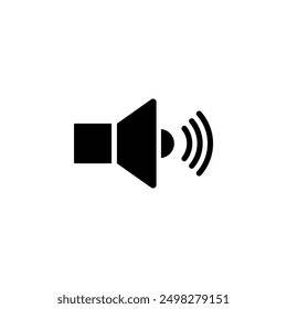 Black vector icon of a speaker with sound waves.