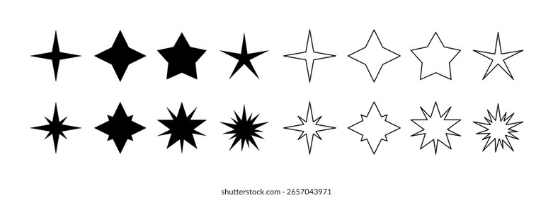 Conjunto de estrellas de icono de Vector negro.