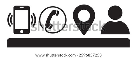 Black vector icon symbol. Contact icons. Phone. File illustration eps 10