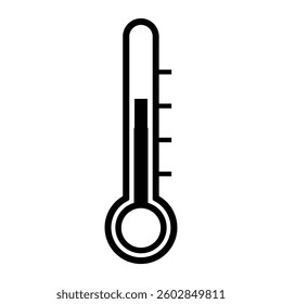 Black vector icon of a Thermometer with temperature scale. Simple vector.