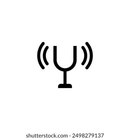 Black vector icon of a tuning fork with sound waves.