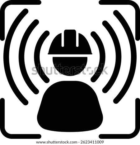 Black vector icon of vibration sensor used in modern industrial and smart factory systems.