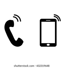 Black vector icon for website. Phone