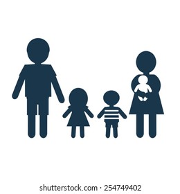 black vector icons of family group