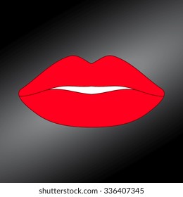 Black Vector icons of female lips print