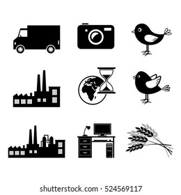 Black vector icons, isolated set on white background