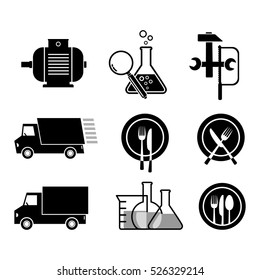 Black vector icons, isolated set on white background